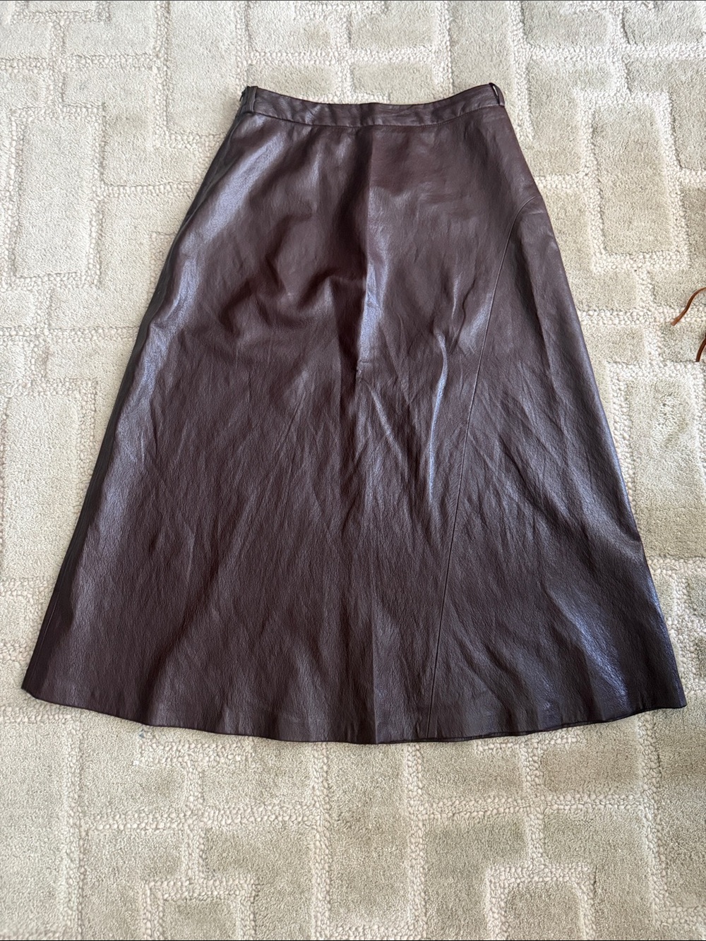 ZARA Brown Vegan Leather A-Line Skirt - fabric tag removed